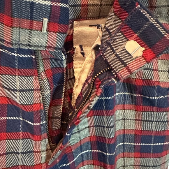 Men's 70's Vintage Sears Put on Shop Flare Bell bottom Leg Red/Blue Plaid Sz 28 - Picture 4 of 6